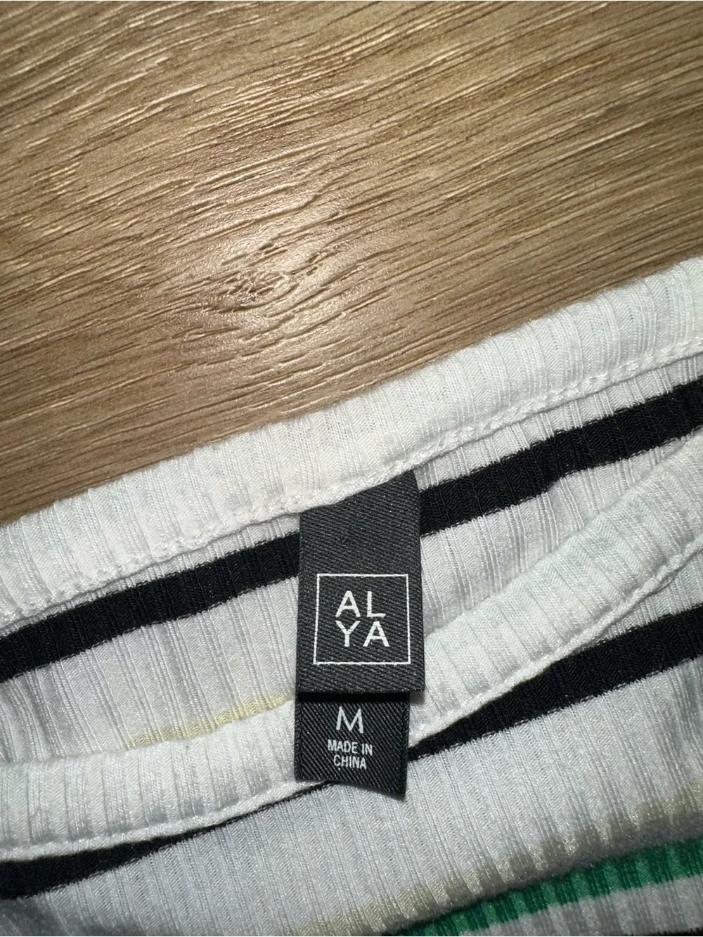 Alya Green, Black and White Striped Ribbed Halter Tank